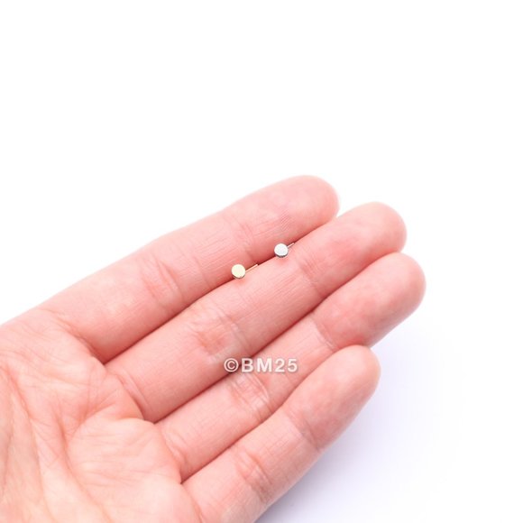 14 Karat Gold Round Disc Top L-Shaped Nose Ring - Picture 3 of 5